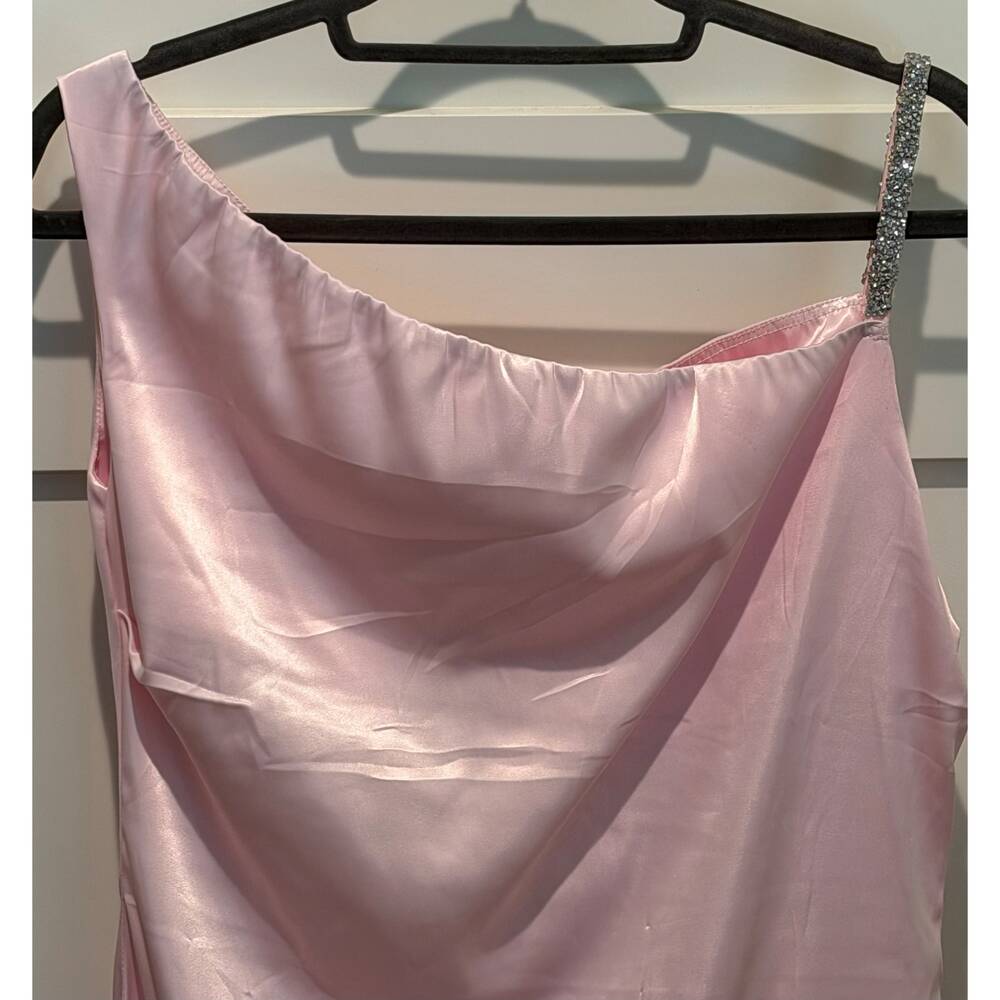 Loragal Pink Fur Dress With Rhinestone Shoulder Size L - Picture 7 of 8